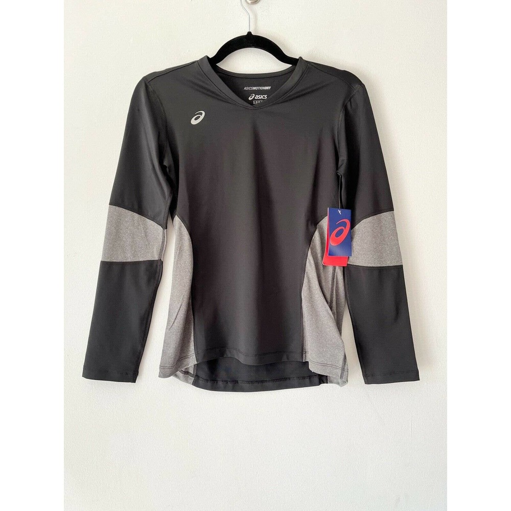 NWT Asics Black Youth Decoy Long Sleeve Athletic Moisture Wicking Tee Size Large